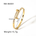 Zircon Bracelet with Roman Numerals, Diamond Pattern, Five-pointed Star, Stainless Steel Plated with Real Gold Jewelry