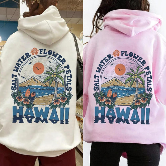 Hawaii Flower Petals Printed Hoodie