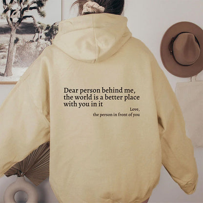 Women's Fleece Hoodie with Lettering Slogan Print Kangaroo Pocket Drawstring Print Hoodie Oversized