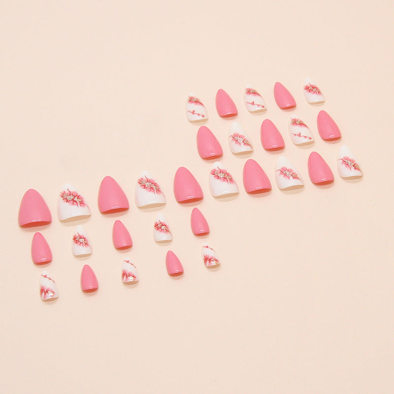 Simple Solid Color Fake Nail Wearing Nail Peach Blossom Detachable Nail Art Piece