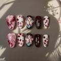 Handmade Wearing, Blending, Hand Drawn, Three-dimensional Carved, High-end Medium To Long Almond Shaped Nail Art Pieces