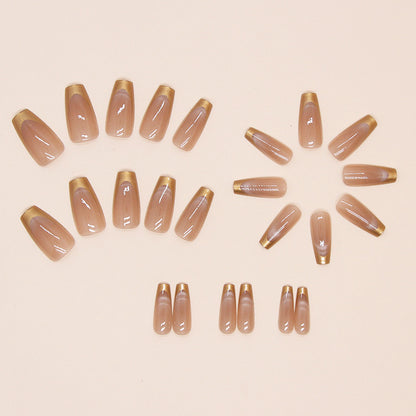 Cat Eye Wearing Nail Patch, Luxurious Brown Color, Detachable Nail Patch, 24 Pieces