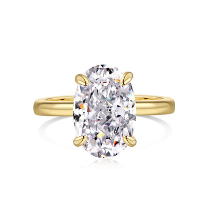 S925 Sterling Silver Ring with Female Design Sense, Super Sparkling Geometric Ice Flower Cut Zircon Ring