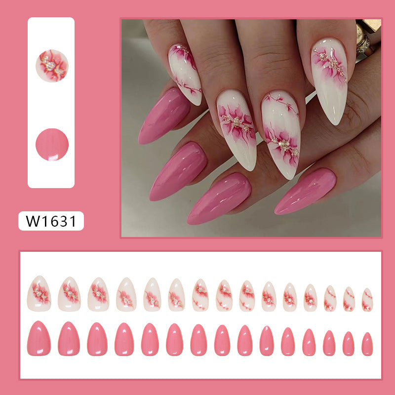 Simple Solid Color Fake Nail Wearing Nail Peach Blossom Detachable Nail Art Piece