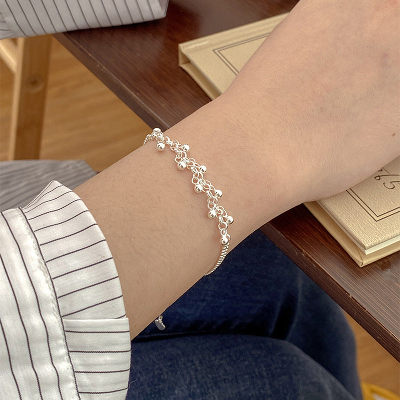 S925 Sterling Silver Bean Fringe Bracelet for Women
