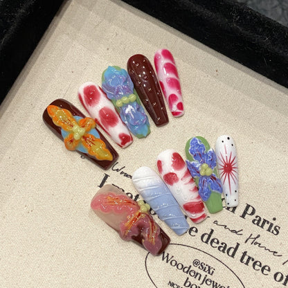 European and American Style Exaggerated Niche Abstract Heavy Industry Carved Handmade Nail Art