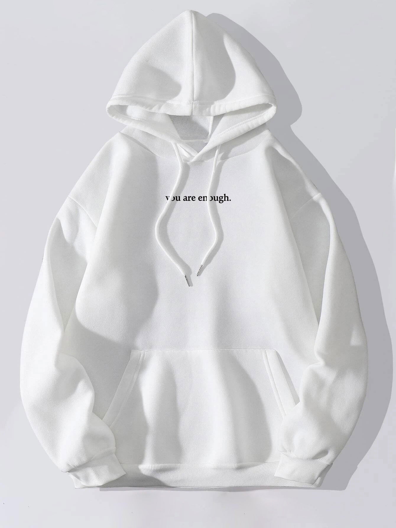 Women's Velvet Hoodie Solid Color Letter Printed Kangaroo Pocket Drawstring Printed Hoodie