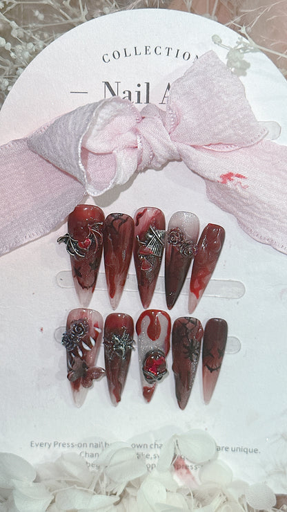 Halloween Handmade Armor Wearing Harry Potter Broom Blood Sacrifice Removable Fake Nails