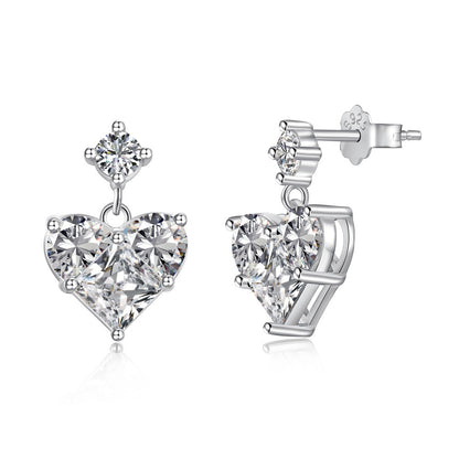 S925 Silver Pink Heart-shaped Zircon Jewelry Necklace Earrings