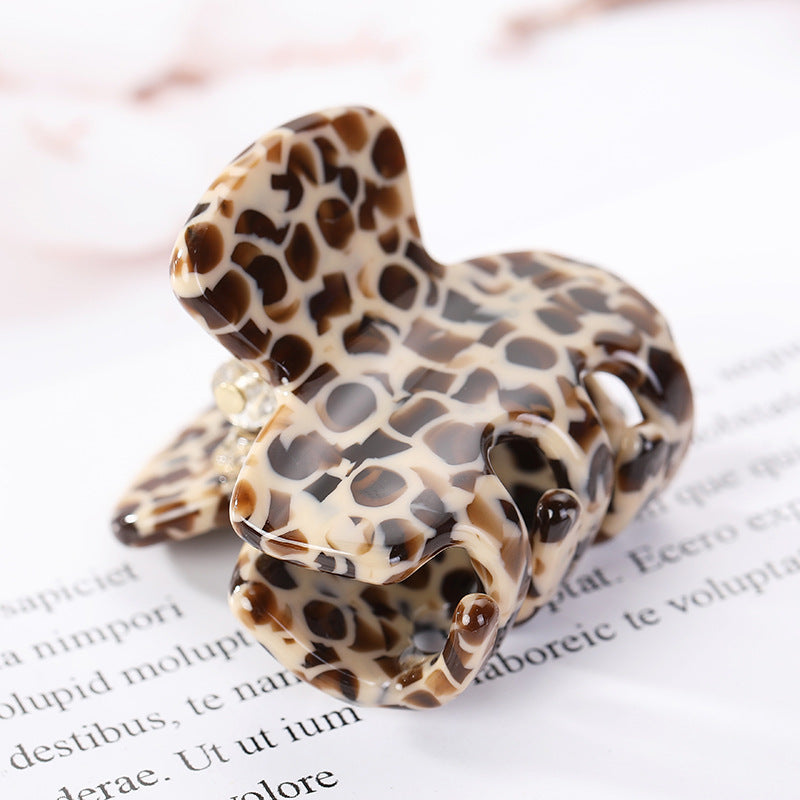 Acetic Acid Material Leopard Print Hair Clip for Women's Small Size, Vintage Hair Clip, Shark Clip