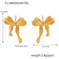 Bow Earrings and Earrings Made of Stainless Steel Plated with Real Gold