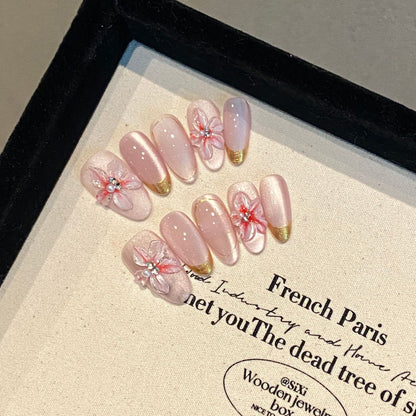 100% Handmade Press On Nails Armor Wearing Cat Eye Gradient  2150