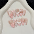 French Cat Eye Pink Butterfly Ice Transparent White Handmade Wearing Armor