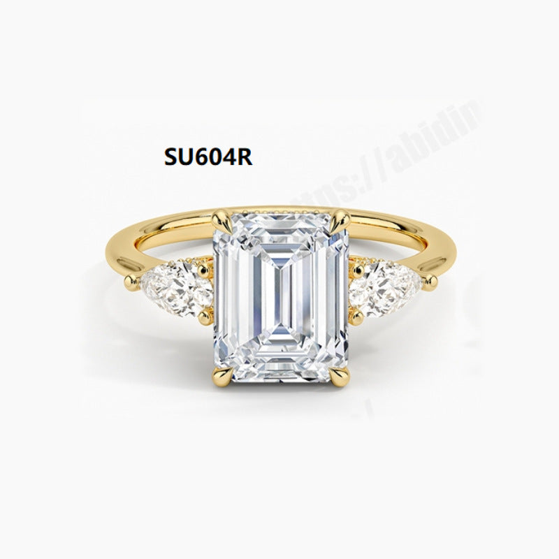 Light Luxury and High-end S925 Pure Silver Inlaid with Moissanite Ring, 1 Carat Pillow Shaped Olive Shaped Gold Ring with GRA Certificate