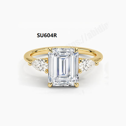 Light Luxury and High-end S925 Pure Silver Inlaid with Moissanite Ring, 1 Carat Pillow Shaped Olive Shaped Gold Ring with GRA Certificate
