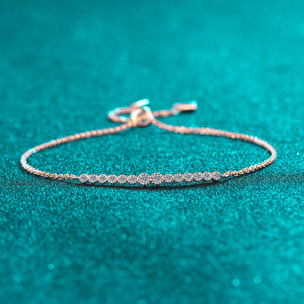 S925 Sterling Silver All Moissanite Champagne Gold Bracelet for Women
