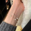 S925 Sterling Silver Double-layer Star Bracelet with Frosted Round Beads