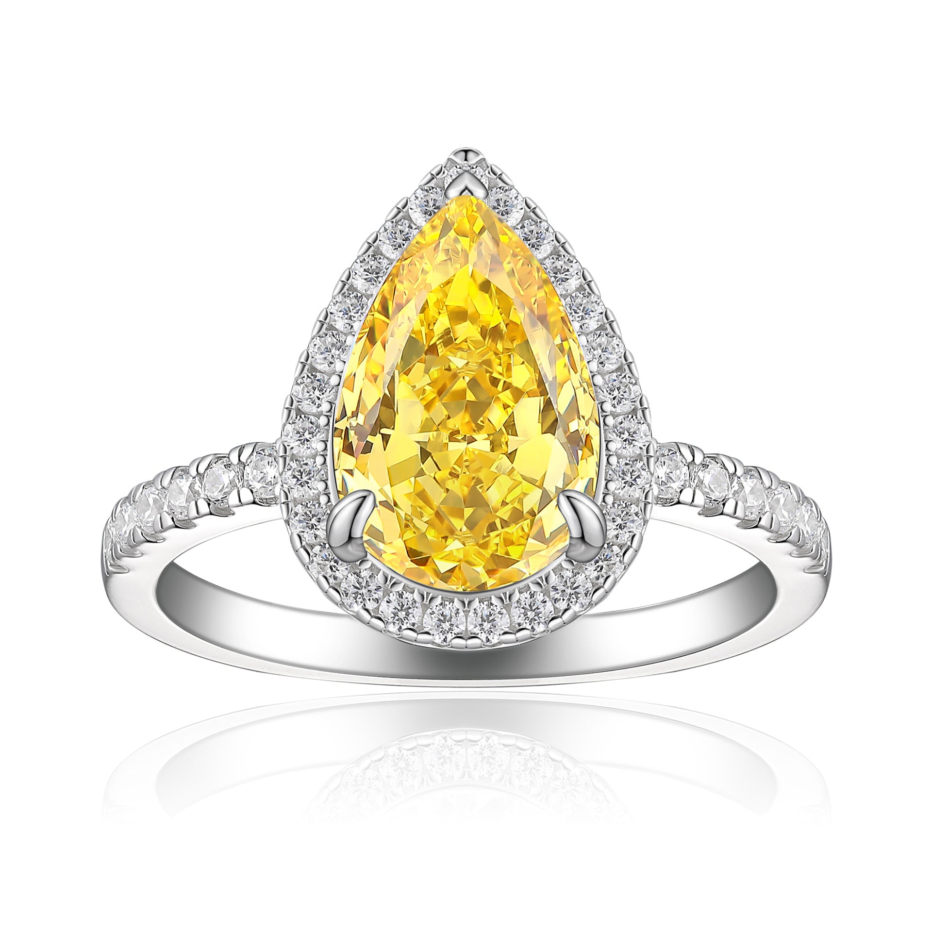 S925 Sterling Silver 8 * 12 Droplet Shaped High Carbon Diamond Ring with A Luxurious and Luxurious Feel, Featuring Fireworks and Ice Flower Cut 8A Zircon Silver Ring