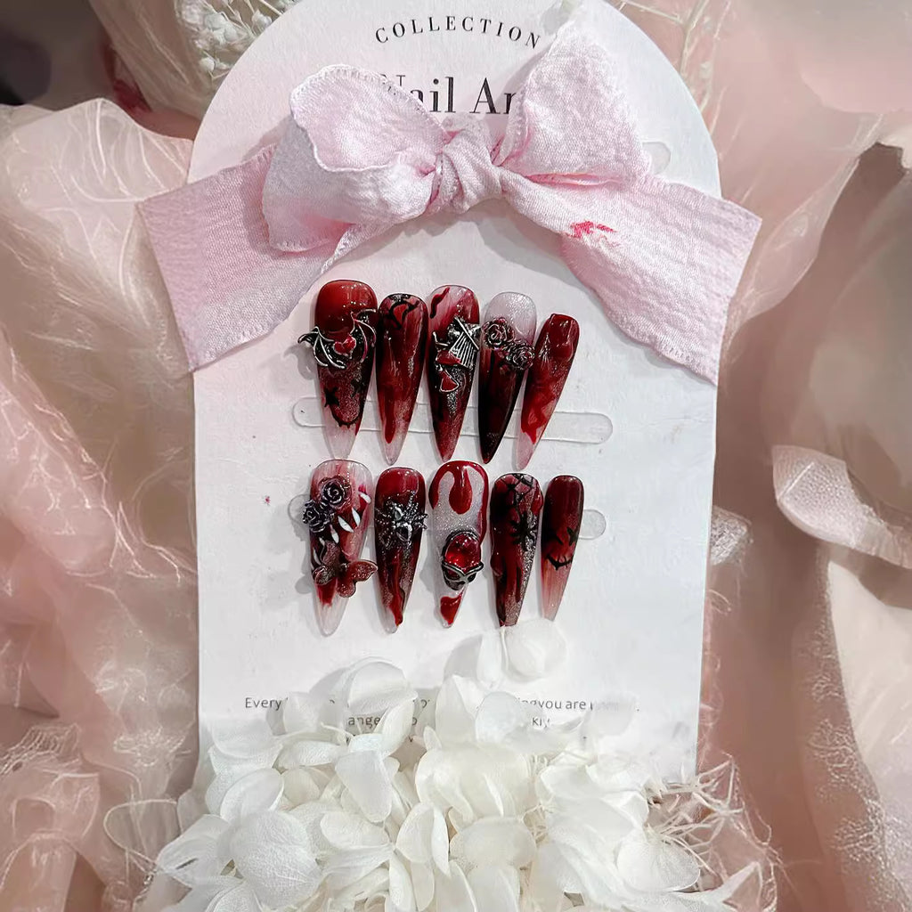 Halloween Handmade Armor Wearing Harry Potter Broom Blood Sacrifice Removable Fake Nails