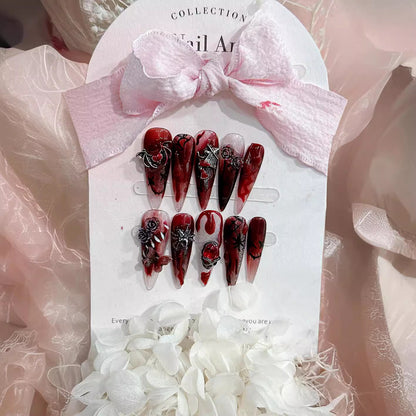 Halloween Handmade Armor Wearing Harry Potter Broom Blood Sacrifice Removable Fake Nails