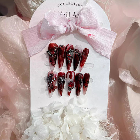 Halloween Handmade Armor Wearing Harry Potter Broom Blood Sacrifice Removable Fake Nails