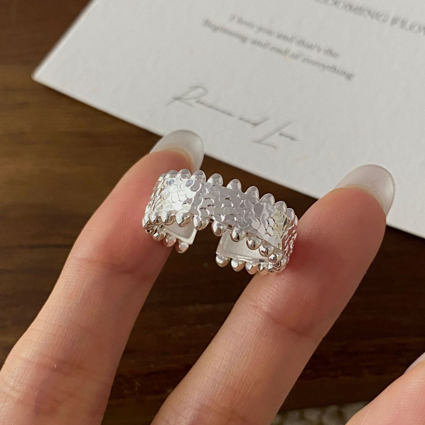 925 Sterling Silver Niche Design Ring, Crushed Ice Ring