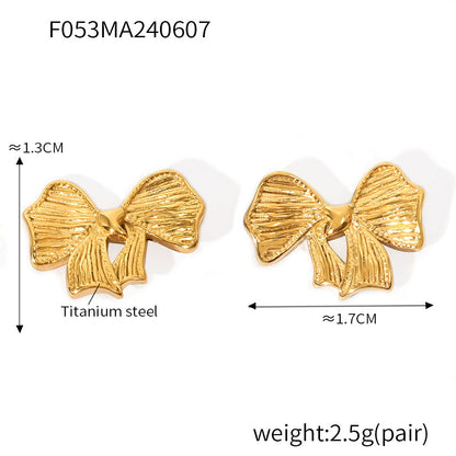 Bow Earrings and Earrings Made of Stainless Steel Plated with Real Gold