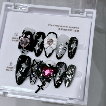 Handmade Wearing Armor Hot Girl Dark Style Drifting Detachable Fake Nail Art