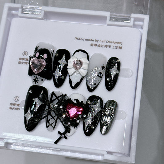 Handmade Wearing Armor Hot Girl Dark Style Drifting Detachable Fake Nail Art
