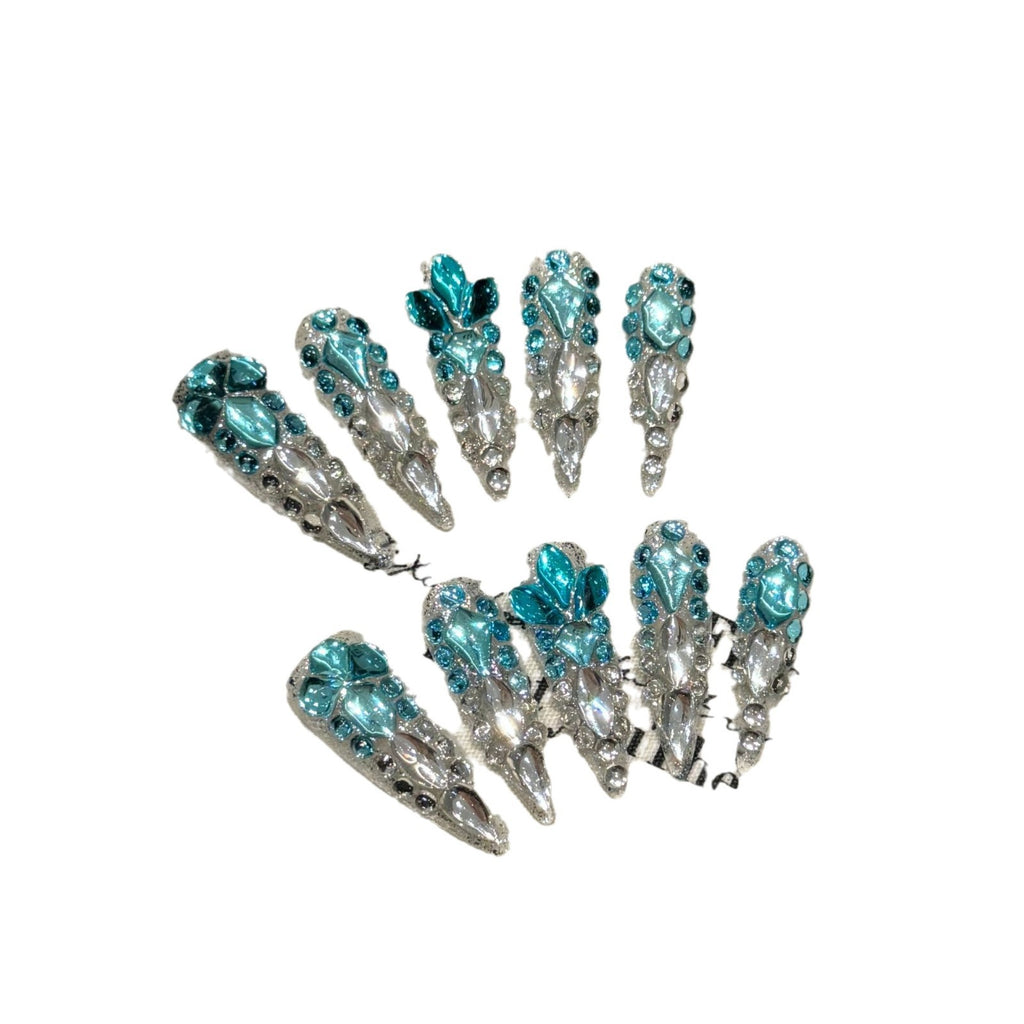 Light Luxury Full Diamond Burst Blue Underwater Pure Handmade Armor