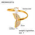 18K Gold Starfish Shell Zircon Open Index Finger Ring Summer Ocean Wind Stainless Steel