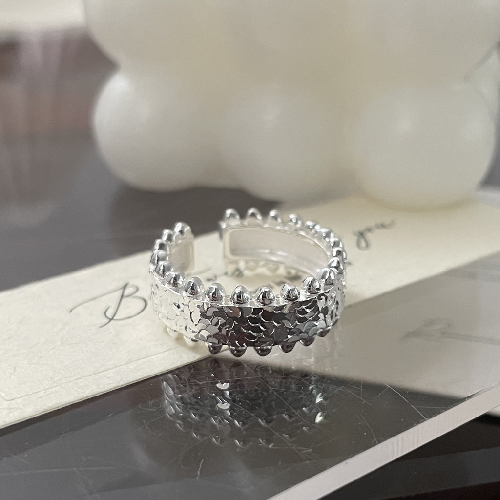 925 Sterling Silver Niche Design Ring, Crushed Ice Ring
