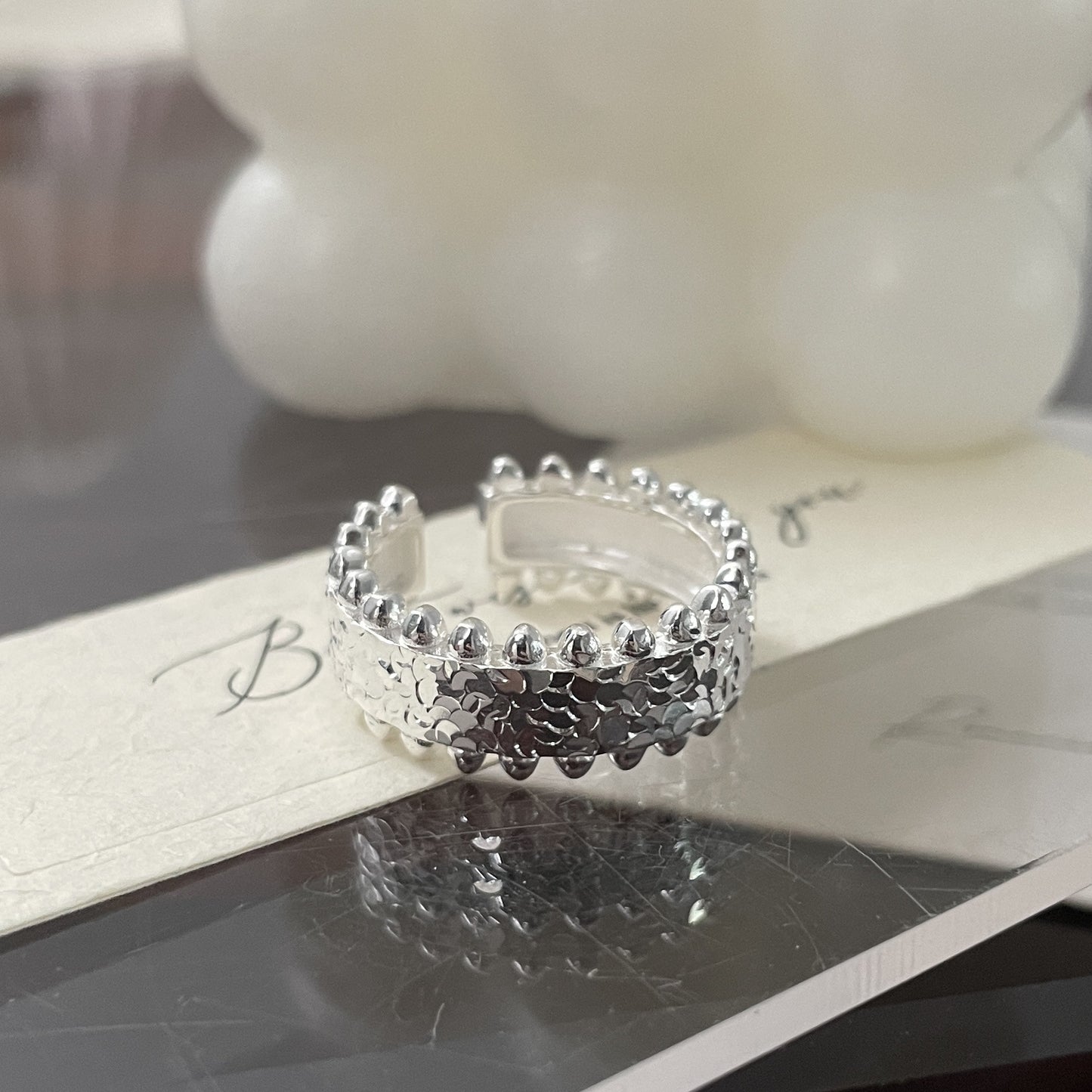 925 Sterling Silver Niche Design Ring, Crushed Ice Ring