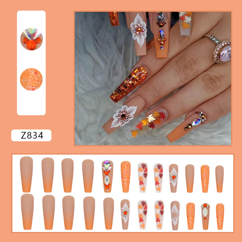 Autumn Maple Leaf Gradient Diamond Long Ballet Armor Girl's Style Wearing Armor Finished Product