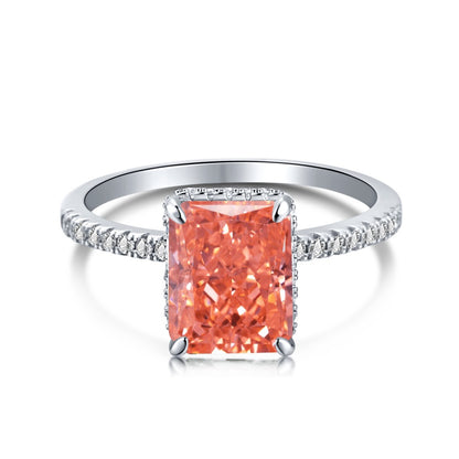 S925 Silver French Ultra-shiny Square Diamond 8A Ice Flower Cut Zircon Ring