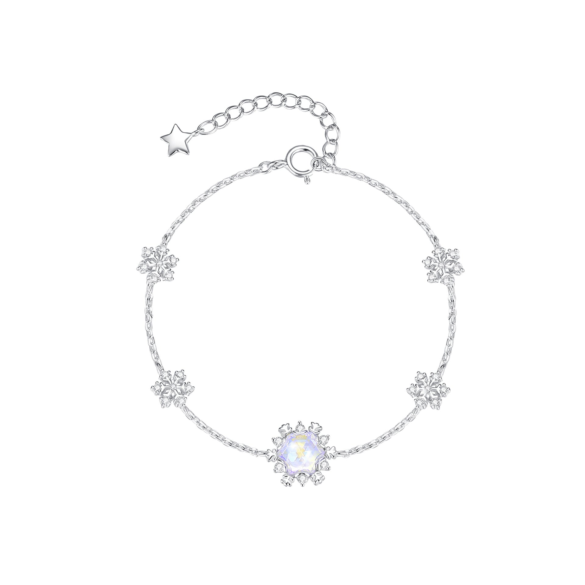 Pure Silver Dreamy Snowflake Necklace, Women's Light Luxury High-end Collarbone Chain, Christmas Gift