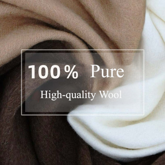 Solid Color 100% Wool Scarf for Women's Autumn and Winter Luxury, Versatile Winter Style, Thick Scarf