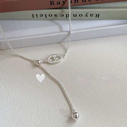 S925 Sterling Silver Necklace, Female Drawstring, Pig Nose Side Chain